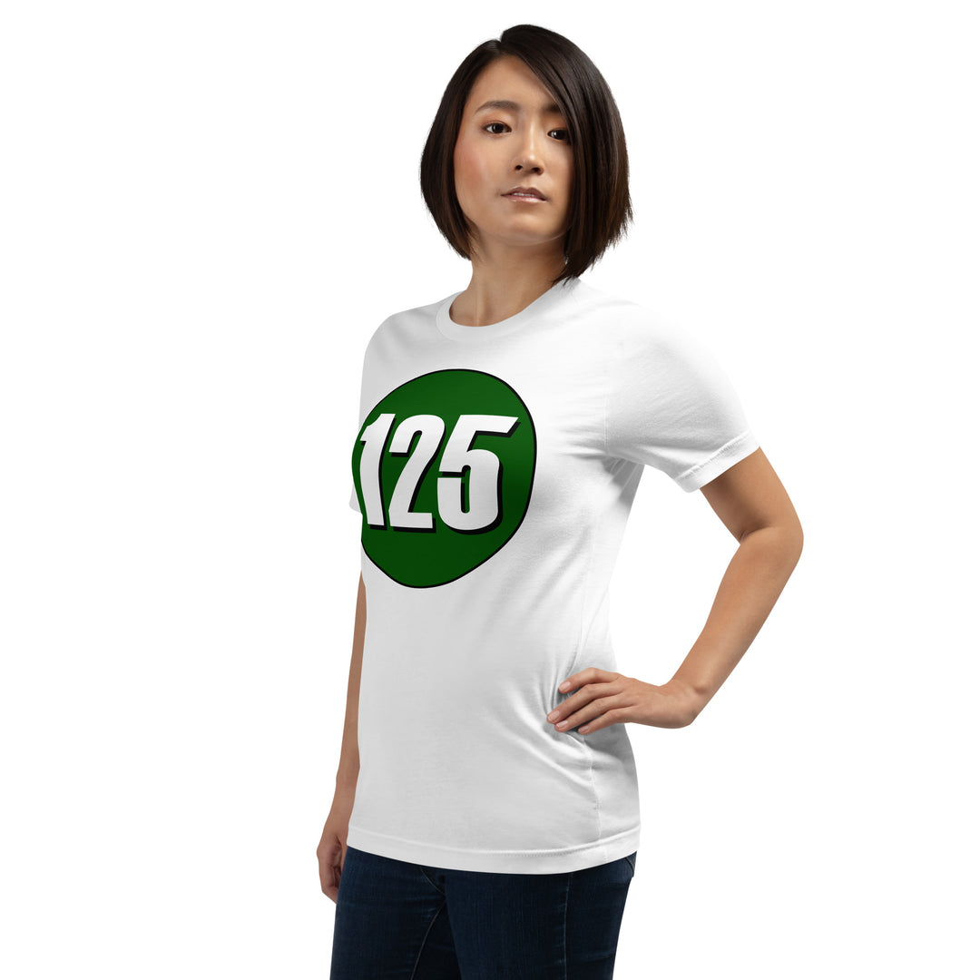 Unisex t-shirt: White on Hunter Green 125