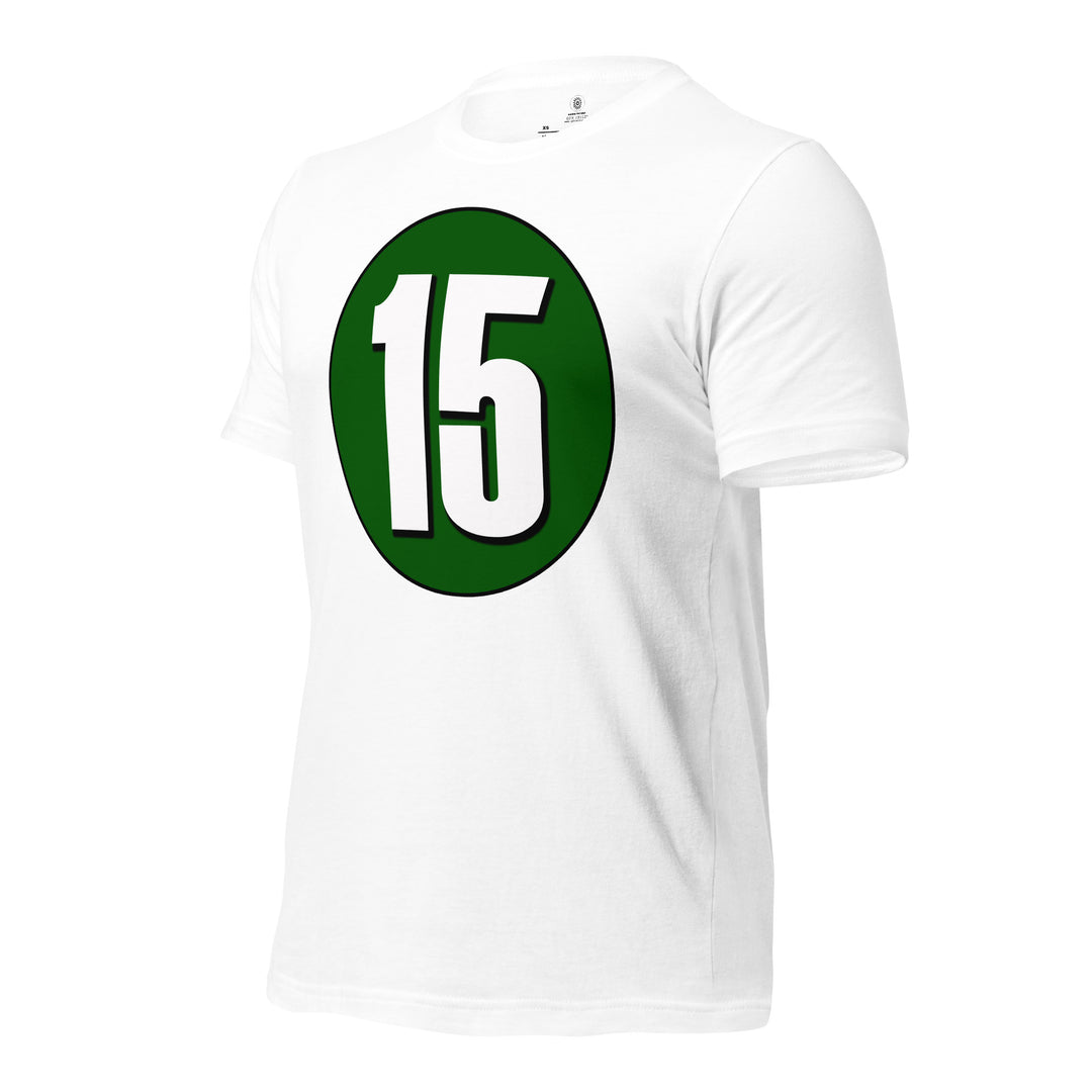 Unisex t-shirt: White on Hunter Green 15