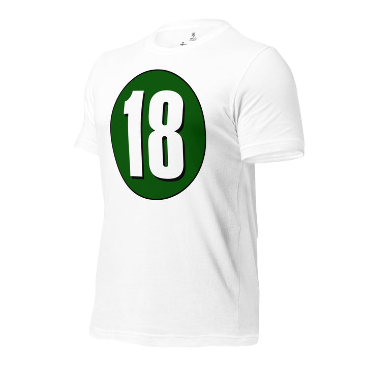 Unisex t-shirt: White on Hunter Green 18