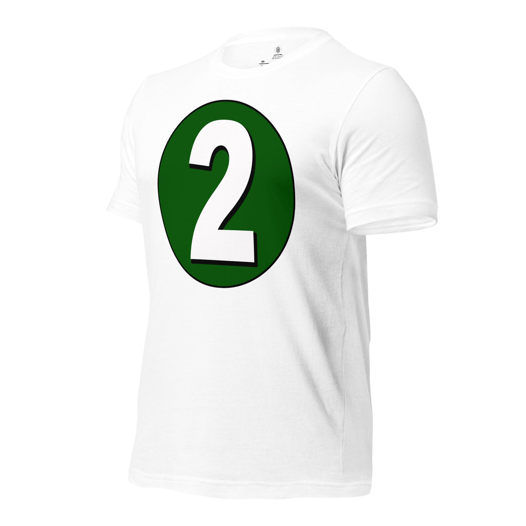 Unisex t-shirt: White on Hunter Green 2