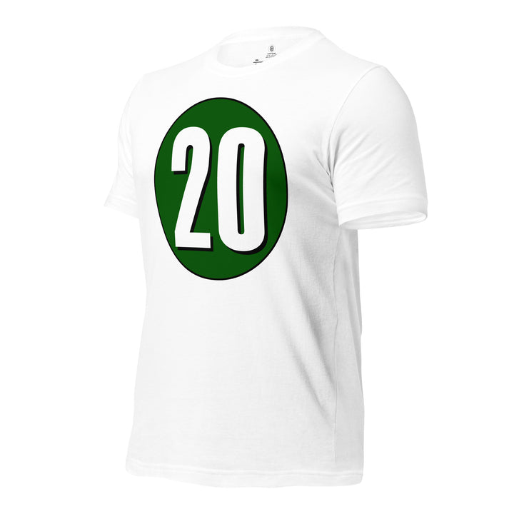 Unisex t-shirt: White on Hunter Green 20