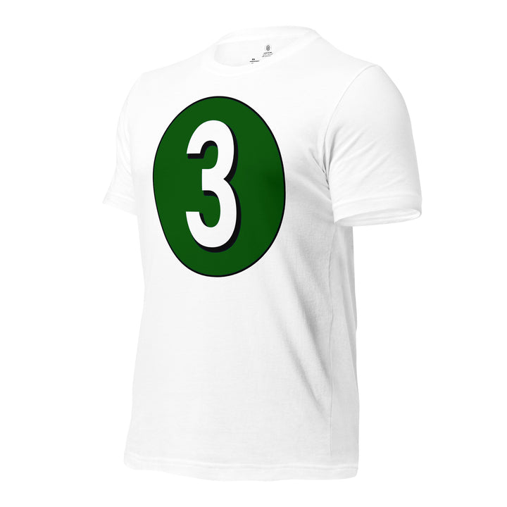 Unisex t-shirt: White on Hunter Green 3