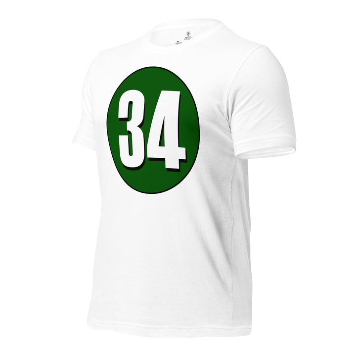 Unisex t-shirt: White on Hunter Green 34