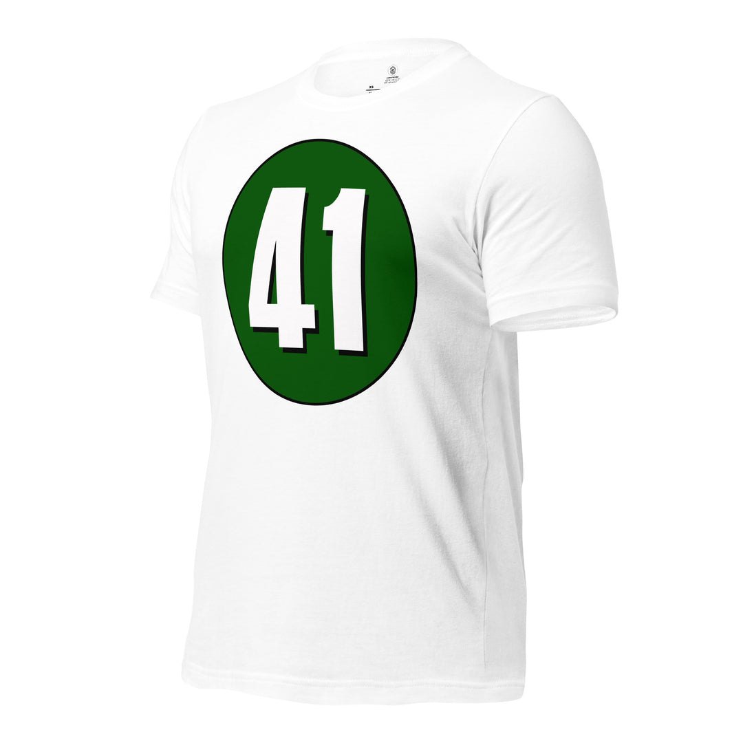 Unisex t-shirt: White on Hunter Green 41