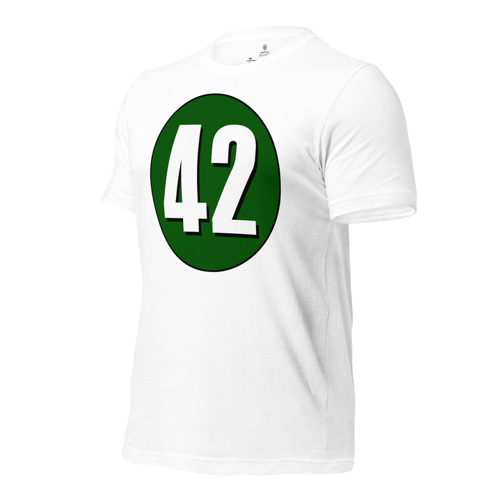 Unisex t-shirt: White on Hunter Green 42