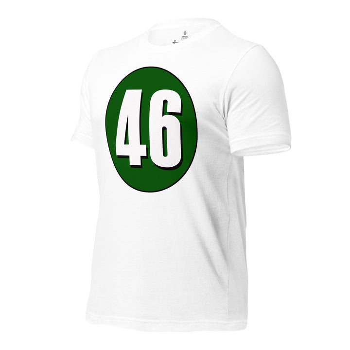 Unisex t-shirt: White on Hunter Green 46