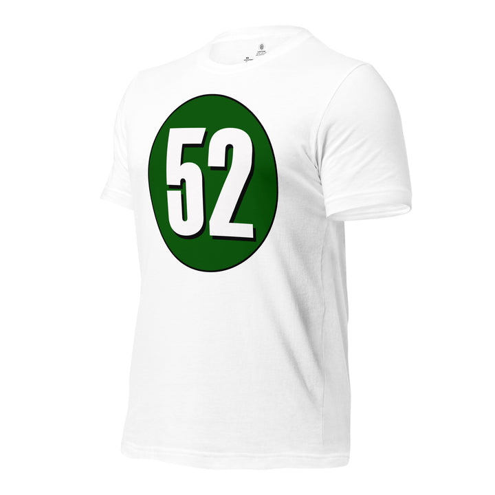 Unisex t-shirt: White on Hunter Green 52