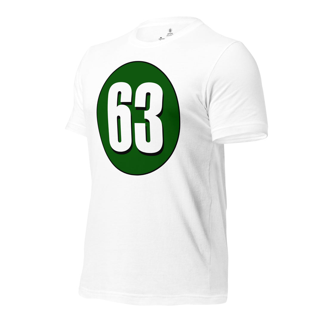 Unisex t-shirt: White on Hunter Green 63