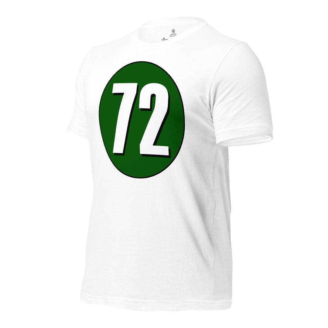 Unisex t-shirt: White on Hunter Green 72