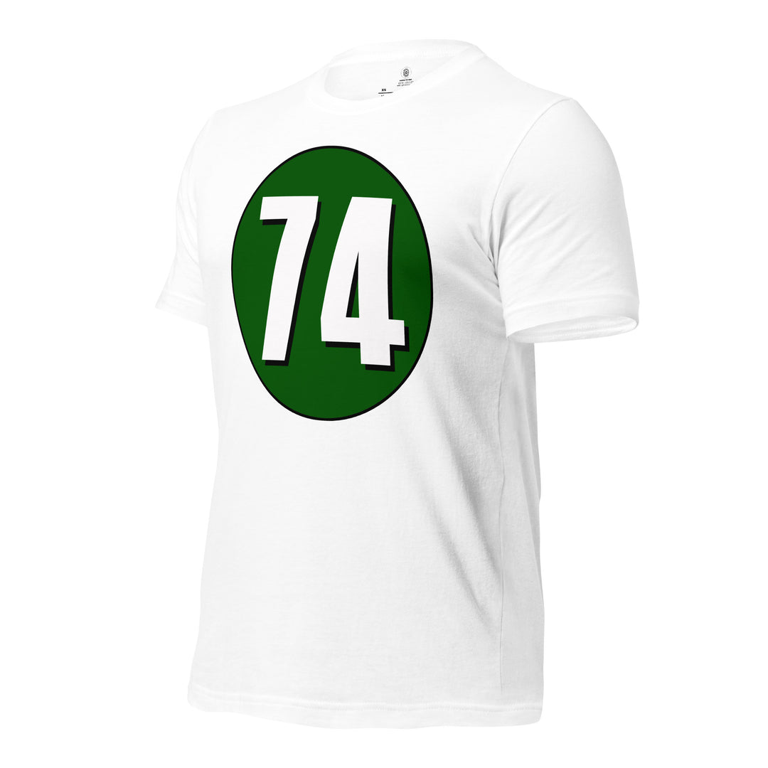 Unisex t-shirt: White on Hunter Green 74