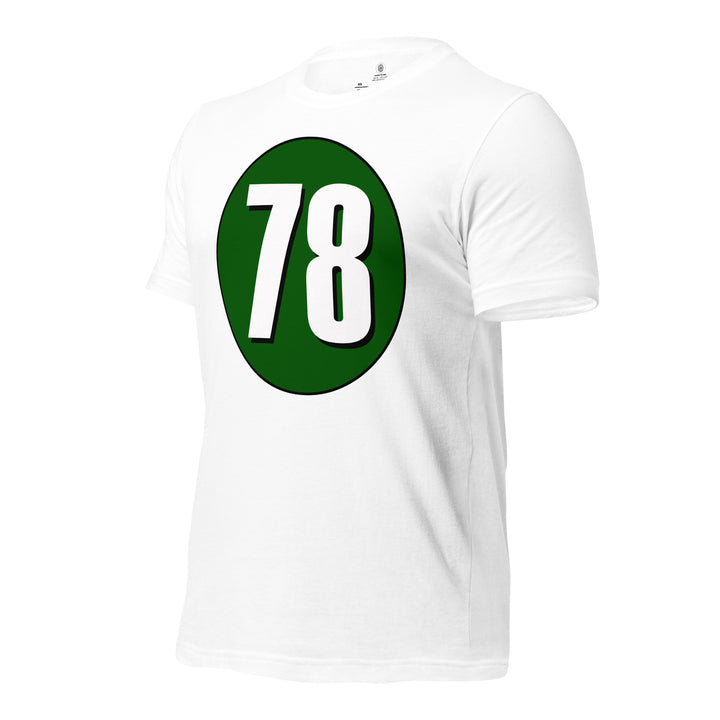 Unisex t-shirt: White on Hunter Green 78