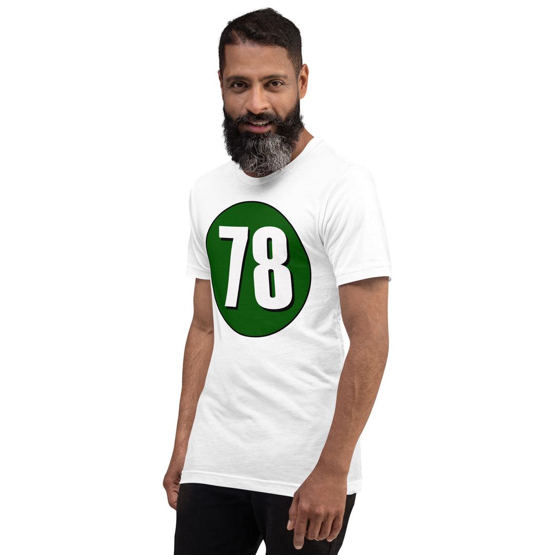 Unisex t-shirt: White on Hunter Green 78