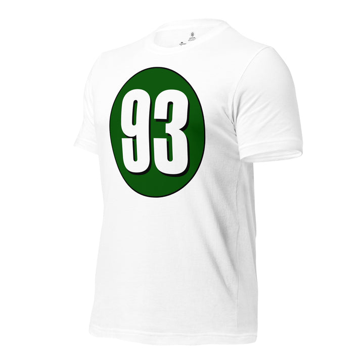 Unisex t-shirt: White on Hunter Green 93