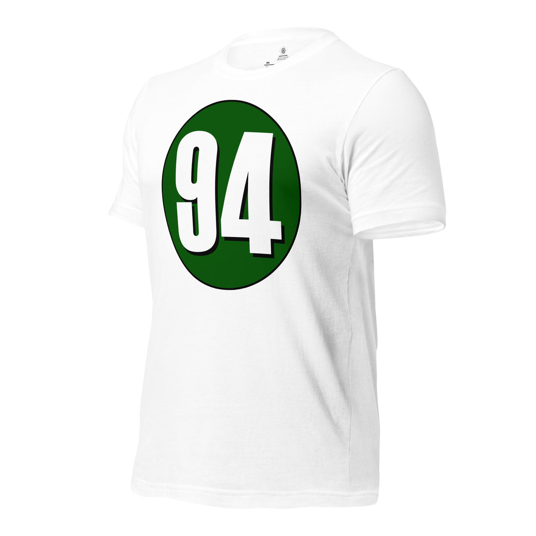 Unisex t-shirt: White on Hunter Green 94