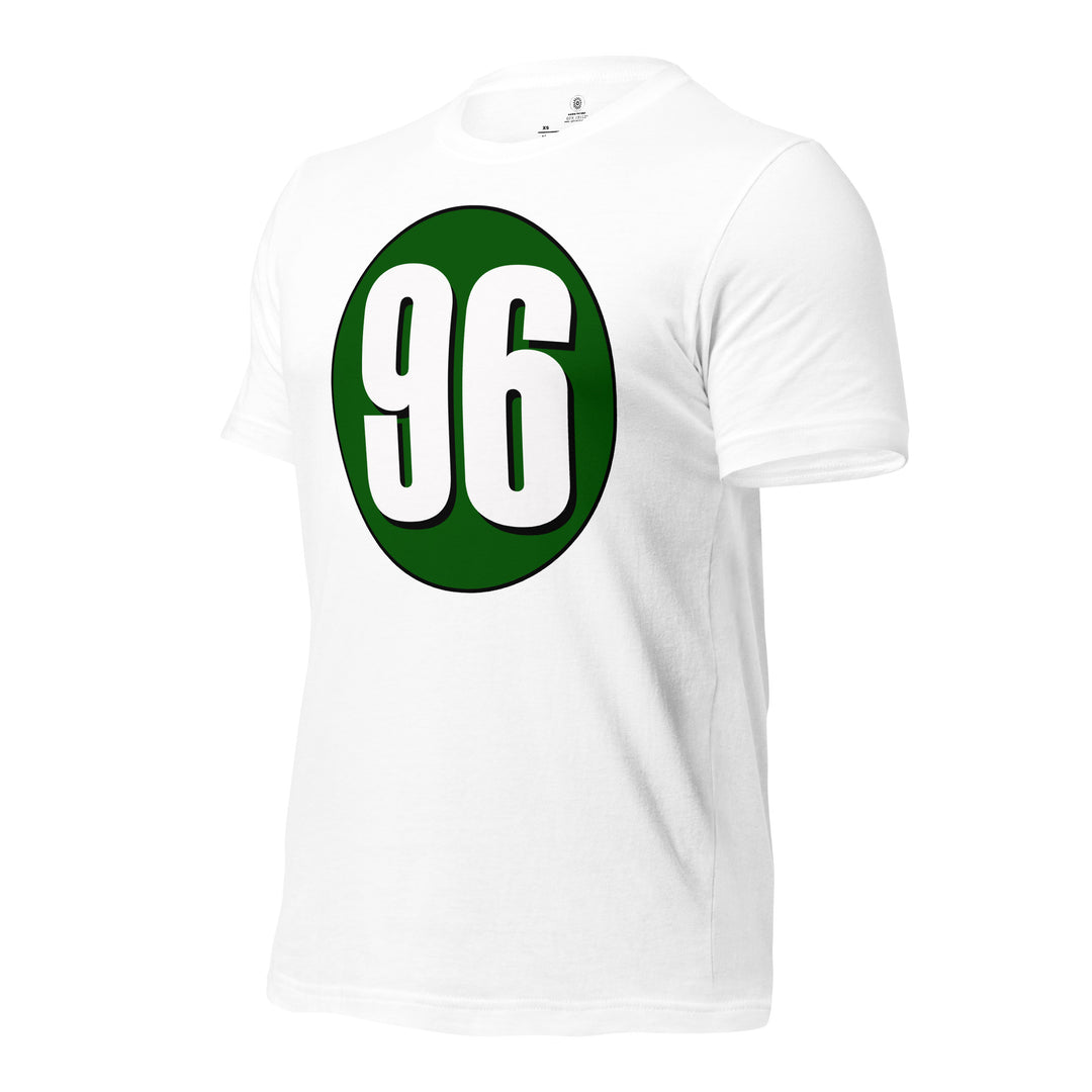 Unisex t-shirt: White on Hunter Green 96