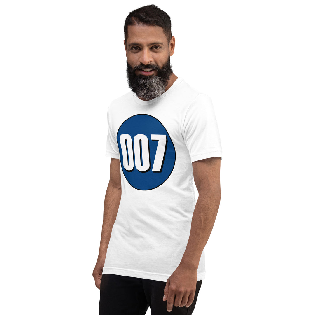 Unisex t-shirt: White on Navy Blue 007