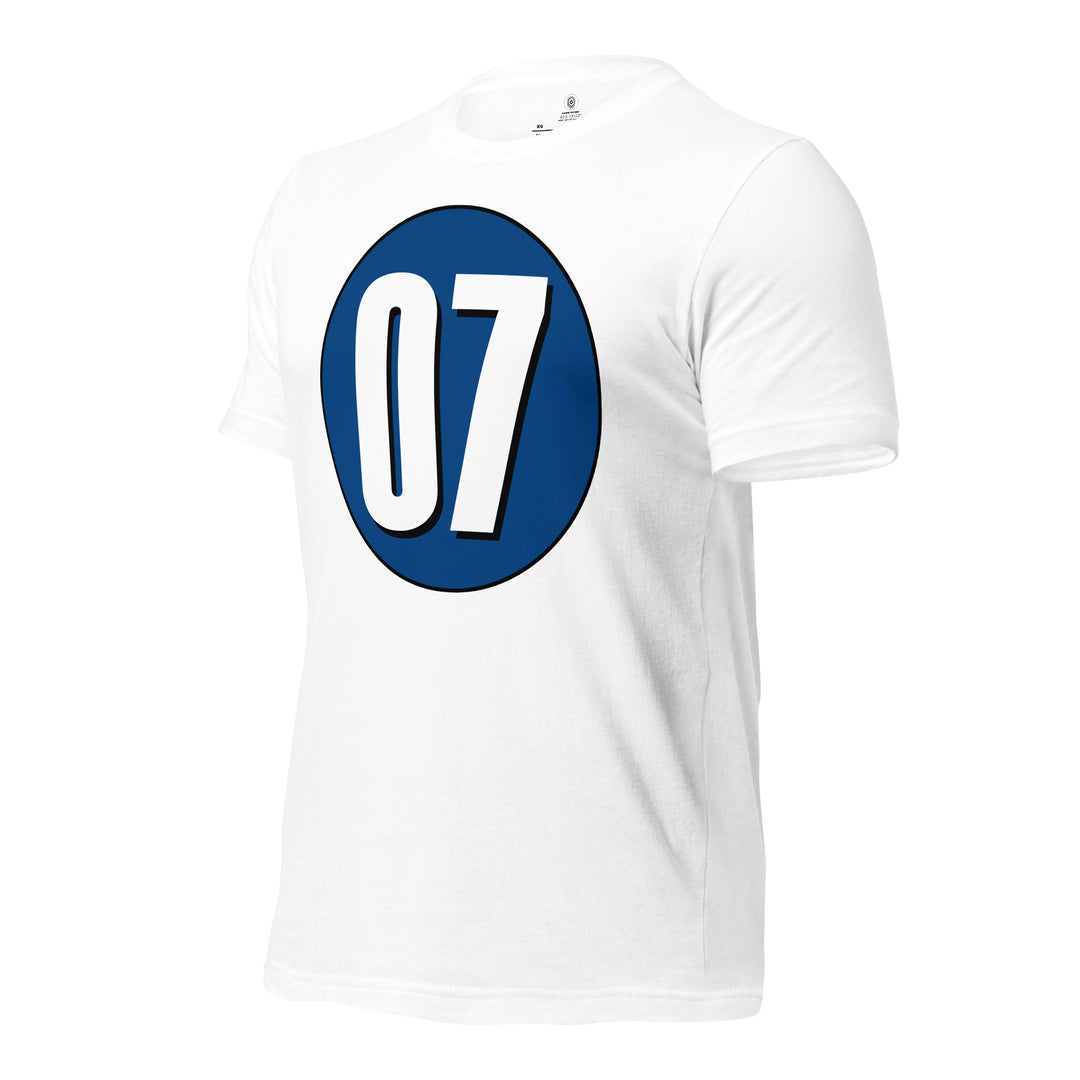 Unisex t-shirt: White on Navy Blue 07