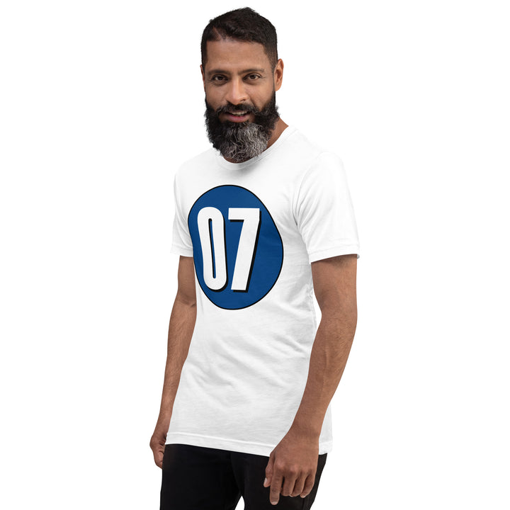 Unisex t-shirt: White on Navy Blue 07