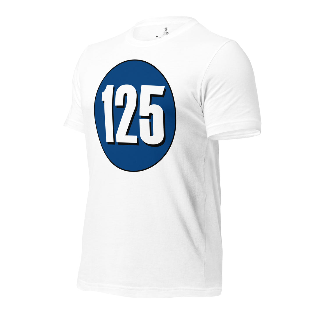 Unisex t-shirt: White on Navy Blue 125