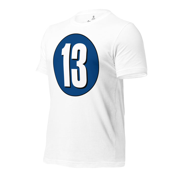 Unisex t-shirt: White on Navy Blue 13