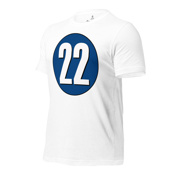 Unisex t-shirt: White on Navy Blue 22