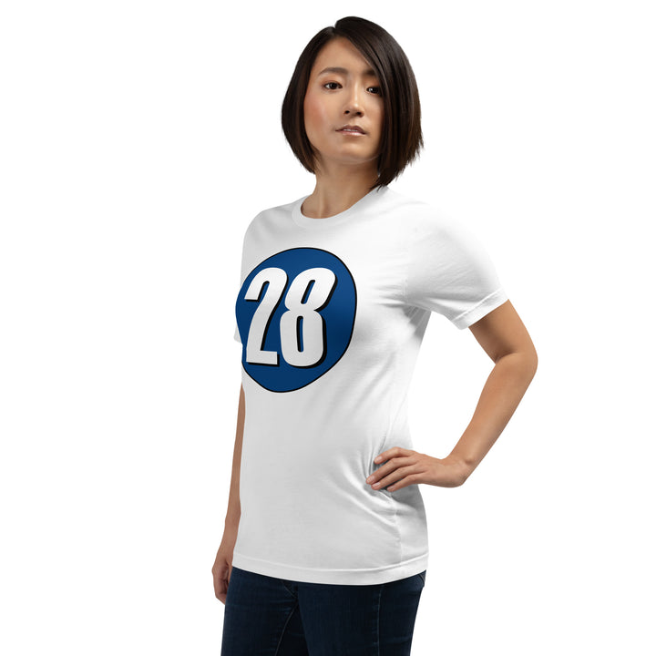 Unisex t-shirt: White on Navy Blue 28