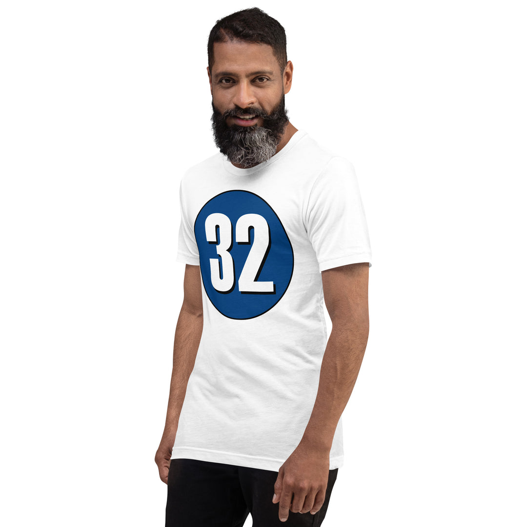 Unisex t-shirt: White on Navy Blue 32