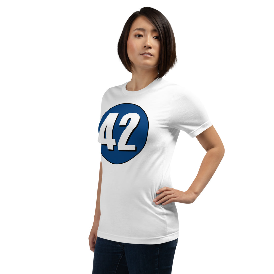 Unisex t-shirt: White on Navy Blue 42