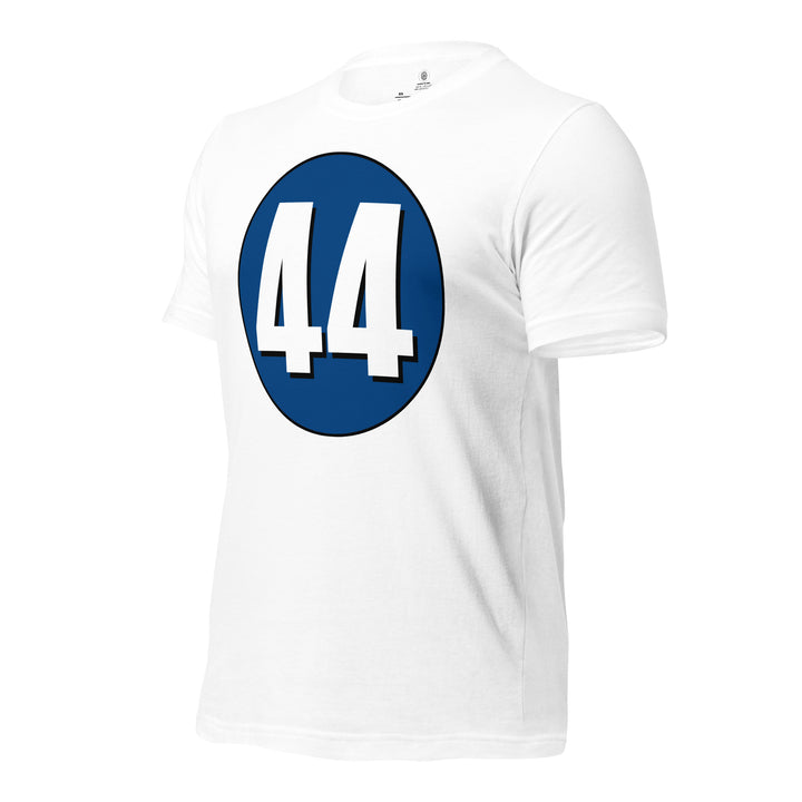 Unisex t-shirt: White on Navy Blue 44