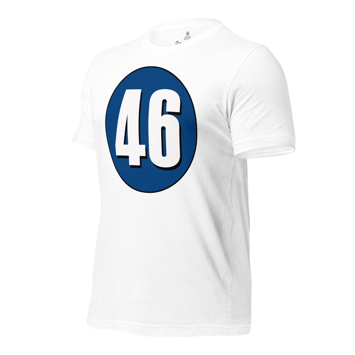 Unisex t-shirt: White on Navy Blue 46