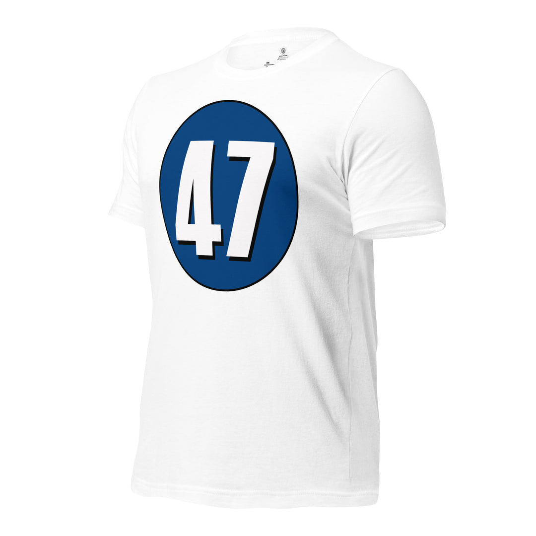 Unisex t-shirt: White on Navy Blue 47