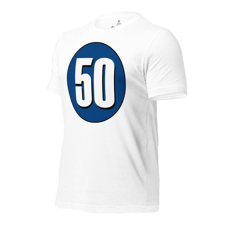 Unisex t-shirt: White on Navy Blue 50