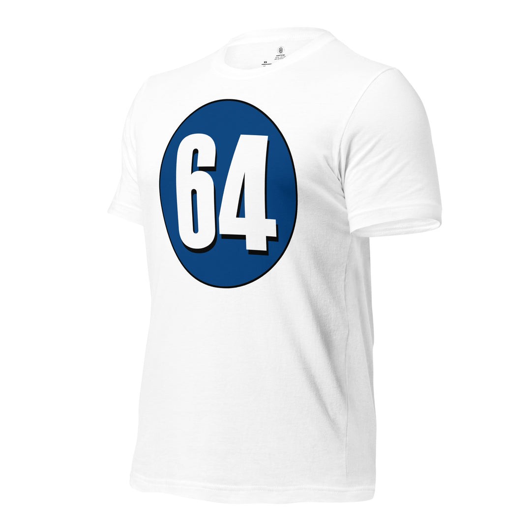 Unisex t-shirt: White on Navy Blue 64