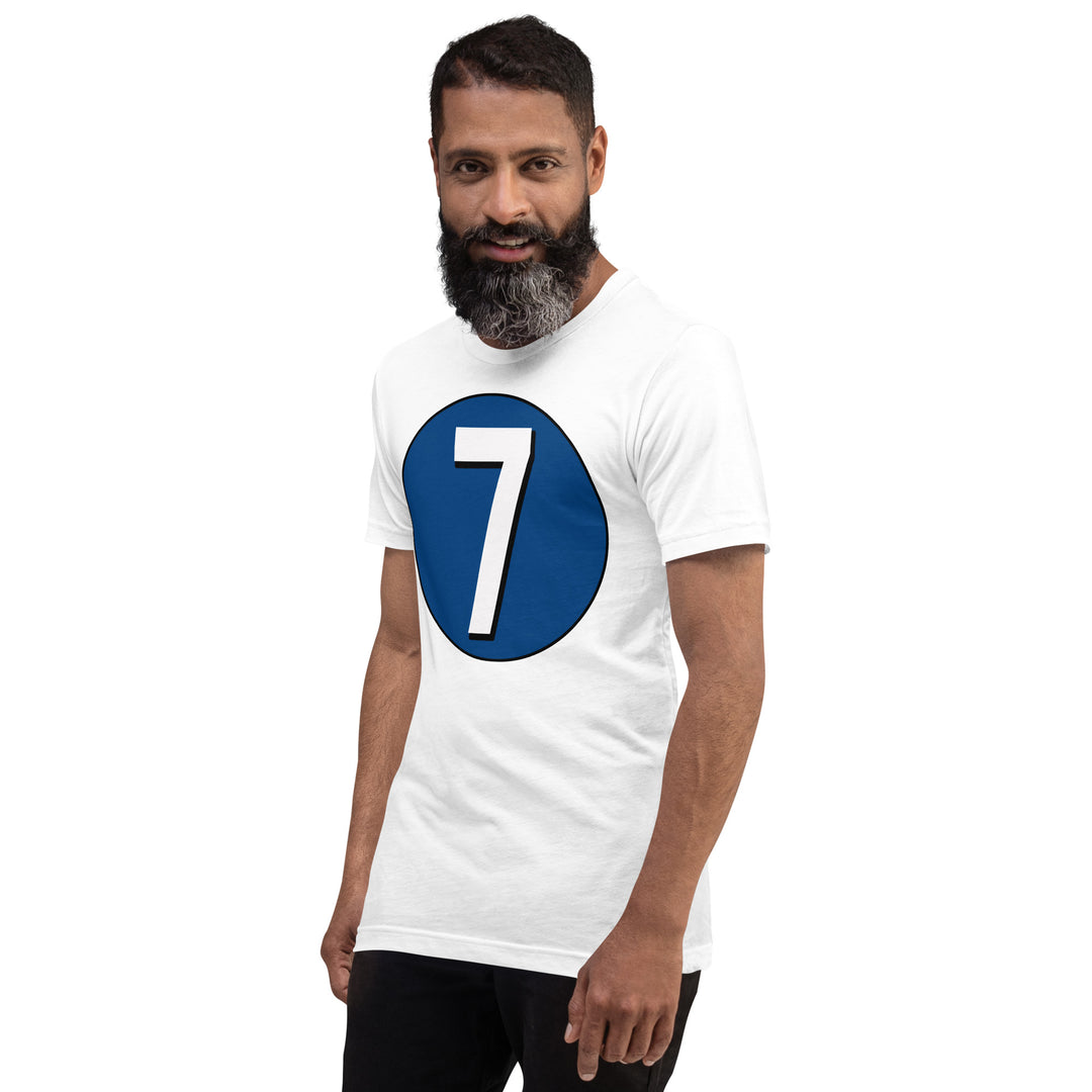 Unisex t-shirt: White on Navy Blue 7