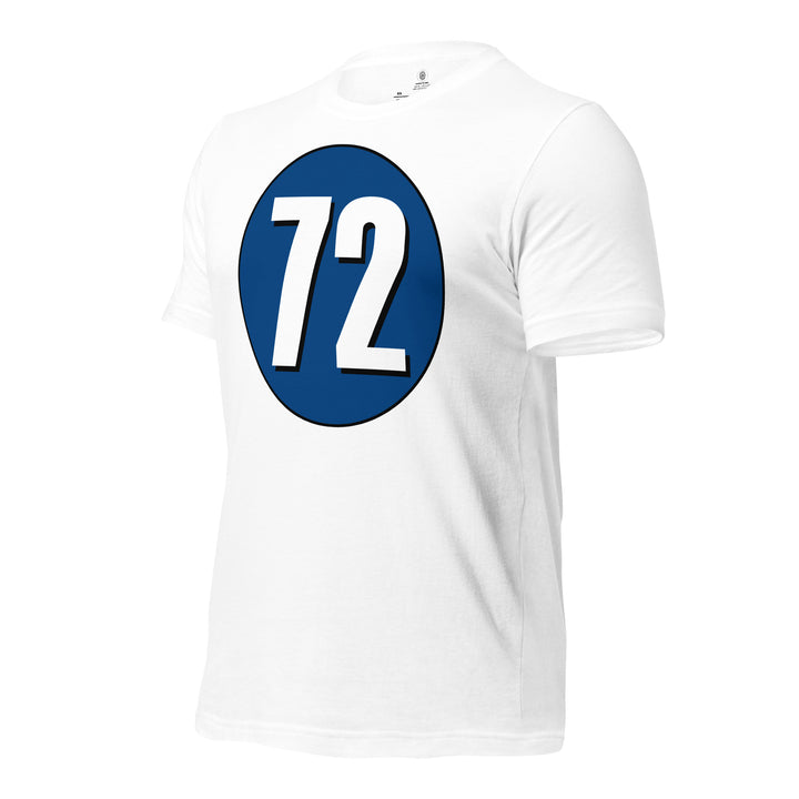 Unisex t-shirt: White on Navy Blue 72