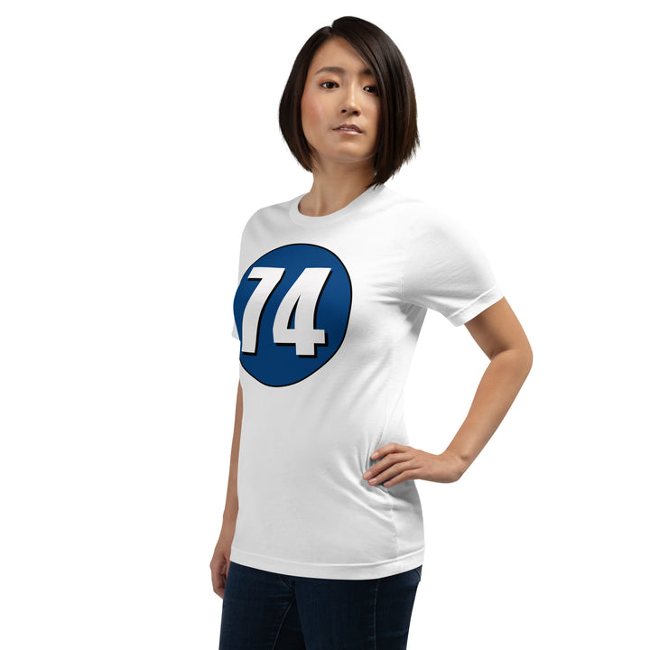 Unisex t-shirt: White on Navy Blue 74