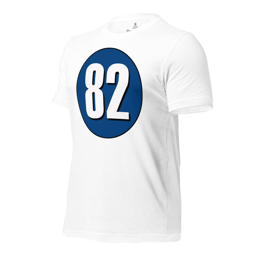 Unisex t-shirt: White on Navy Blue 82