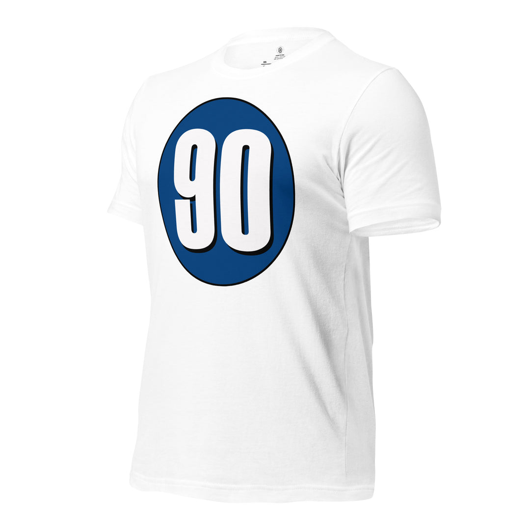 Unisex t-shirt: White on Navy Blue 90