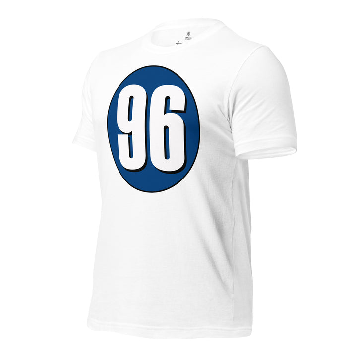 Unisex t-shirt: White on Navy Blue 96