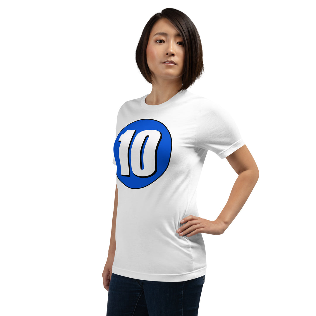 Unisex t-shirt: White on Periwinkle 10