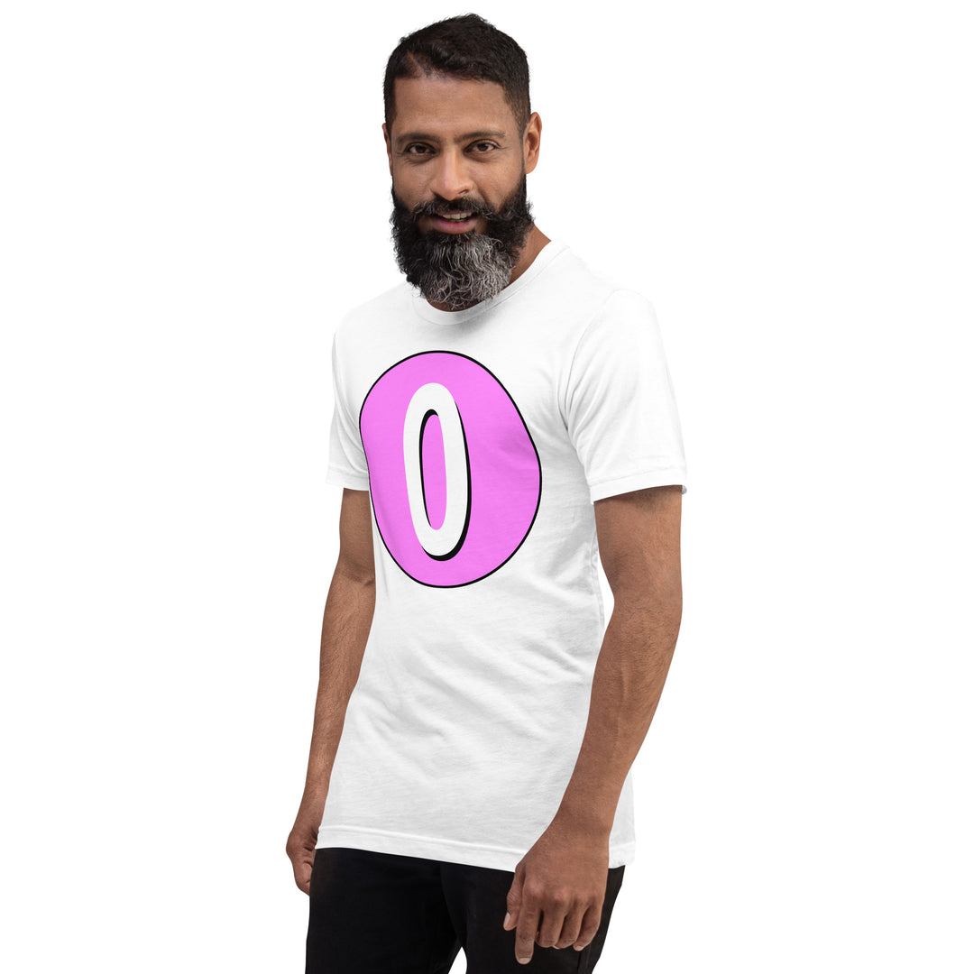 Unisex t-shirt: White on Pink 0