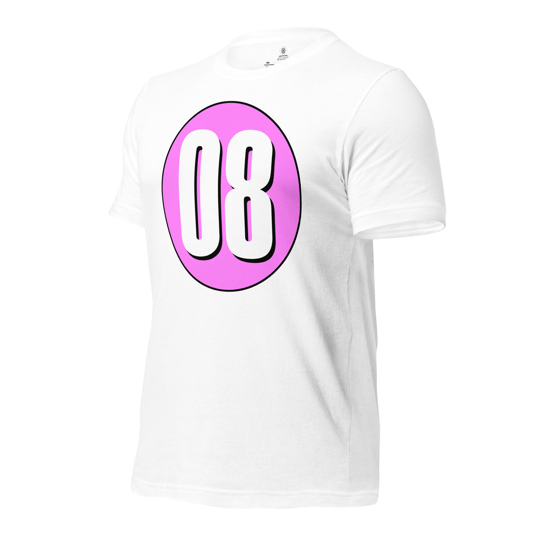 Unisex t-shirt: White on Pink 08