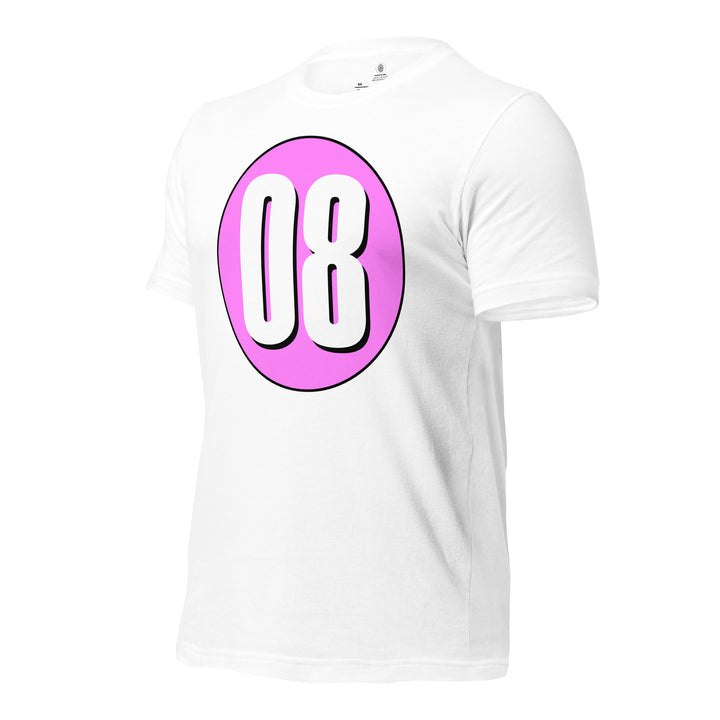 Unisex t-shirt: White on Pink 08