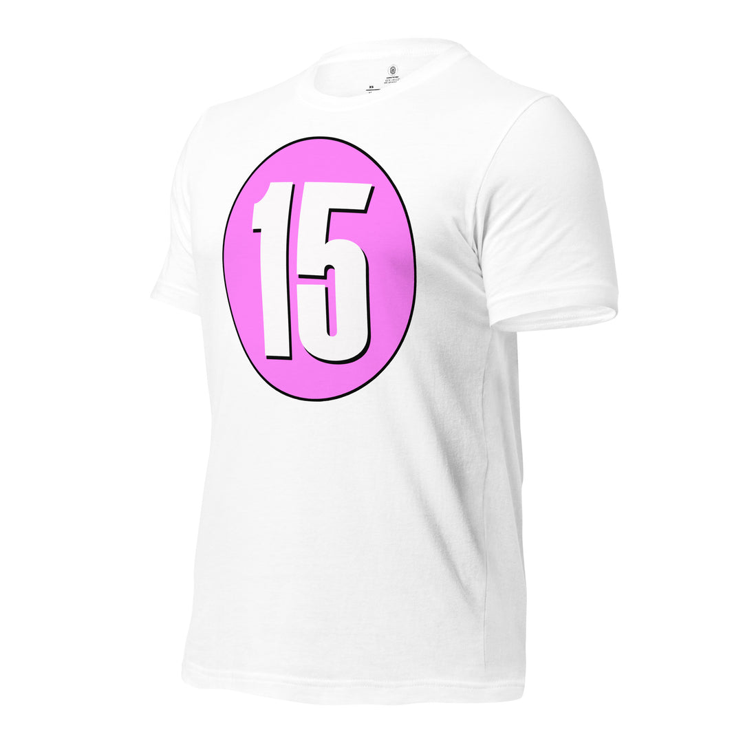 Unisex t-shirt: White on Pink 15