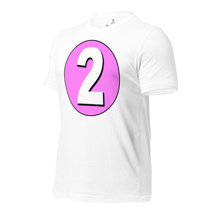 Unisex t-shirt: White on Pink 2