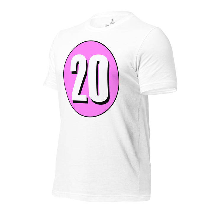 Unisex t-shirt: White on Pink 20