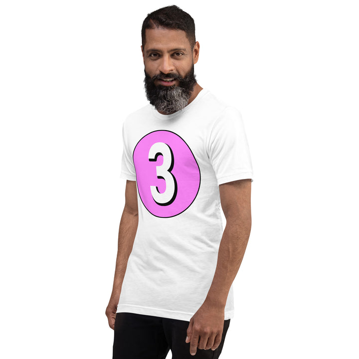 Unisex t-shirt: White on Pink 3