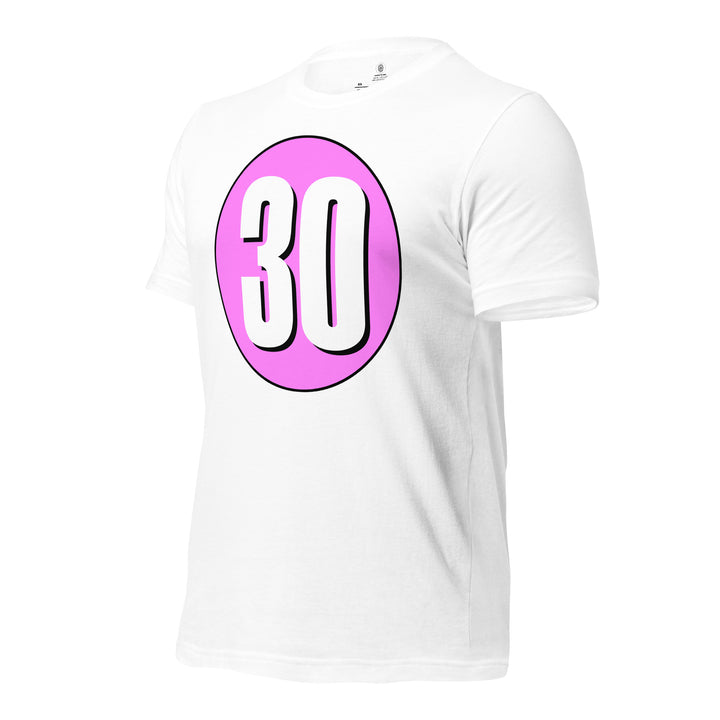 Unisex t-shirt: White on Pink 30