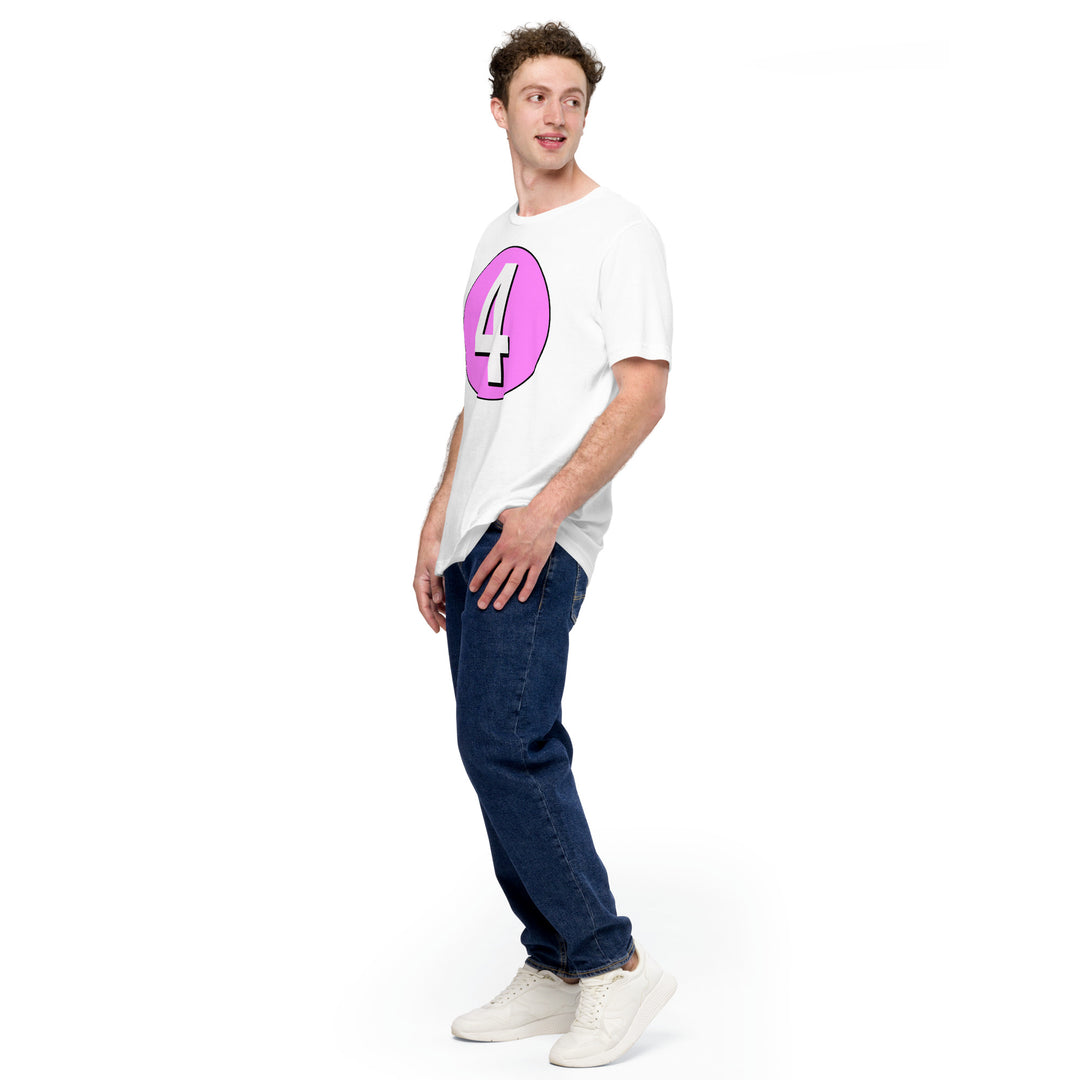 Unisex t-shirt: White on Pink 4