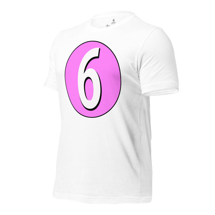 Unisex t-shirt: White on Pink 6